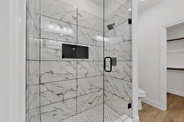 a bathroom with a shower