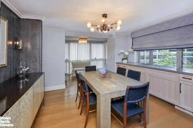 a kitchen with a stove and a cabinet