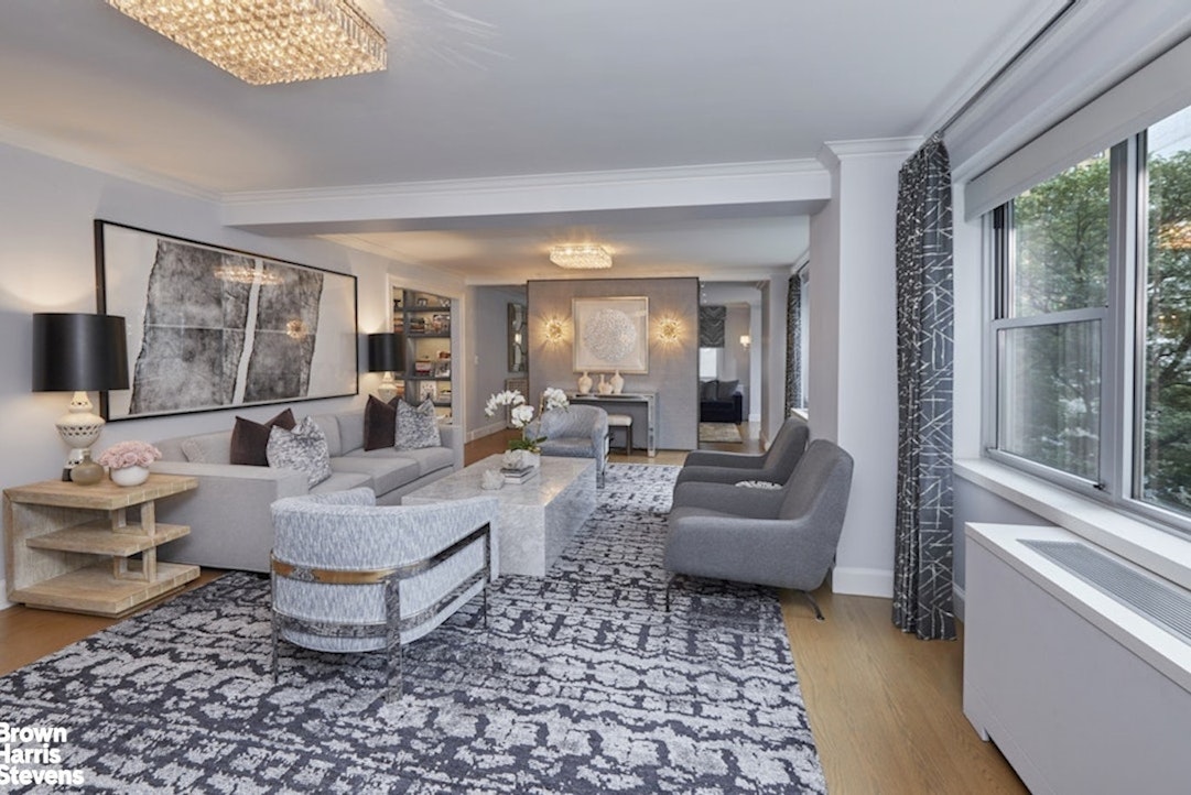 150 East 69th Street, Unit 4M Manhattan, NY 10021 - Photo 2 of 24 a living room with furniture and a large window