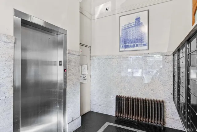 a bathroom with a mirror