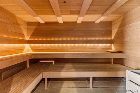 a view of room with wooden floor