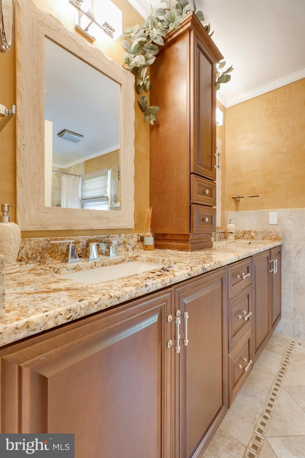 13402 Cambria Farms Road Phoenix, MD 21131 - Photo 25 of 28 a bathroom with a granite countertop sink and a mirror