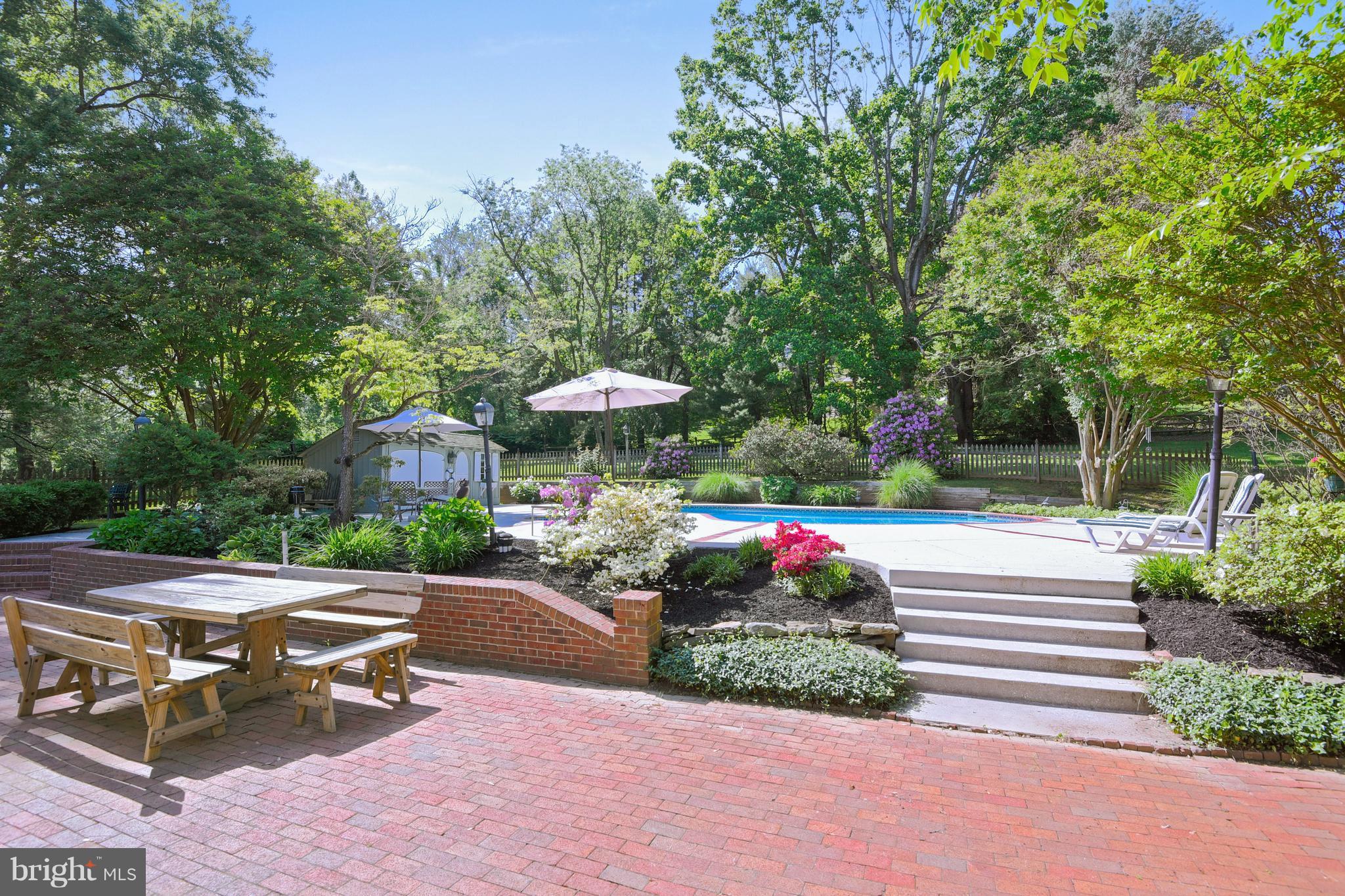 13402 Cambria Farms Road Phoenix, MD 21131 - Photo 7 of 28 a view of backyard with a table and chairs under an umbrella