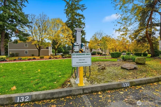 a view of car parked in front of building
