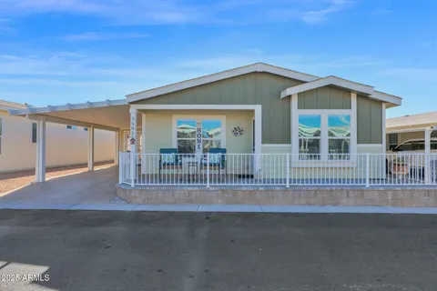 front view of house with large windows