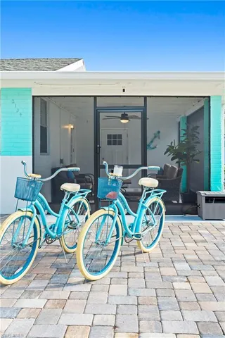 a view of a chairs and table in a patio