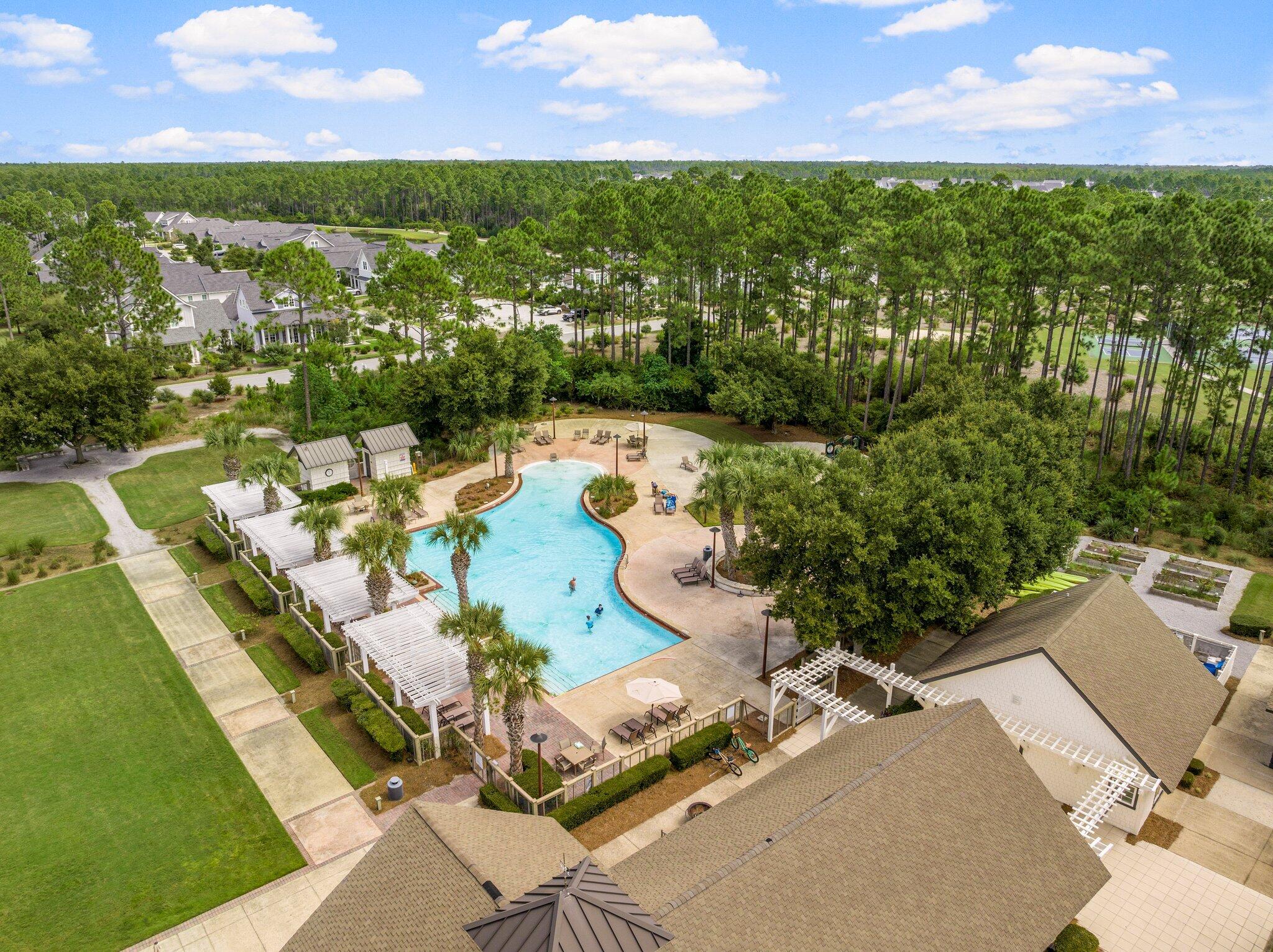916 Pathways Dr Inlet Beach Inlet Beach, FL 32461 - Photo 44 of 48 an aerial view of residential houses with outdoor space and swimming pool