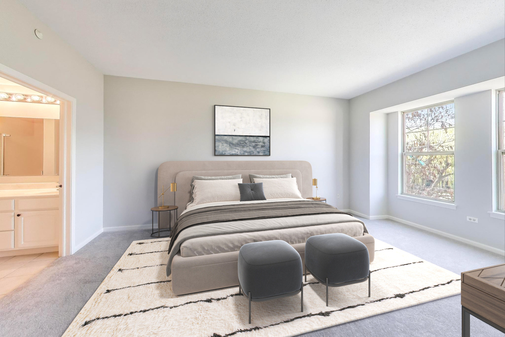 715 Astor Lane, Unit 307 Wheeling, IL 60090 - Photo 17 of 38 a bedroom with a large bed and a window