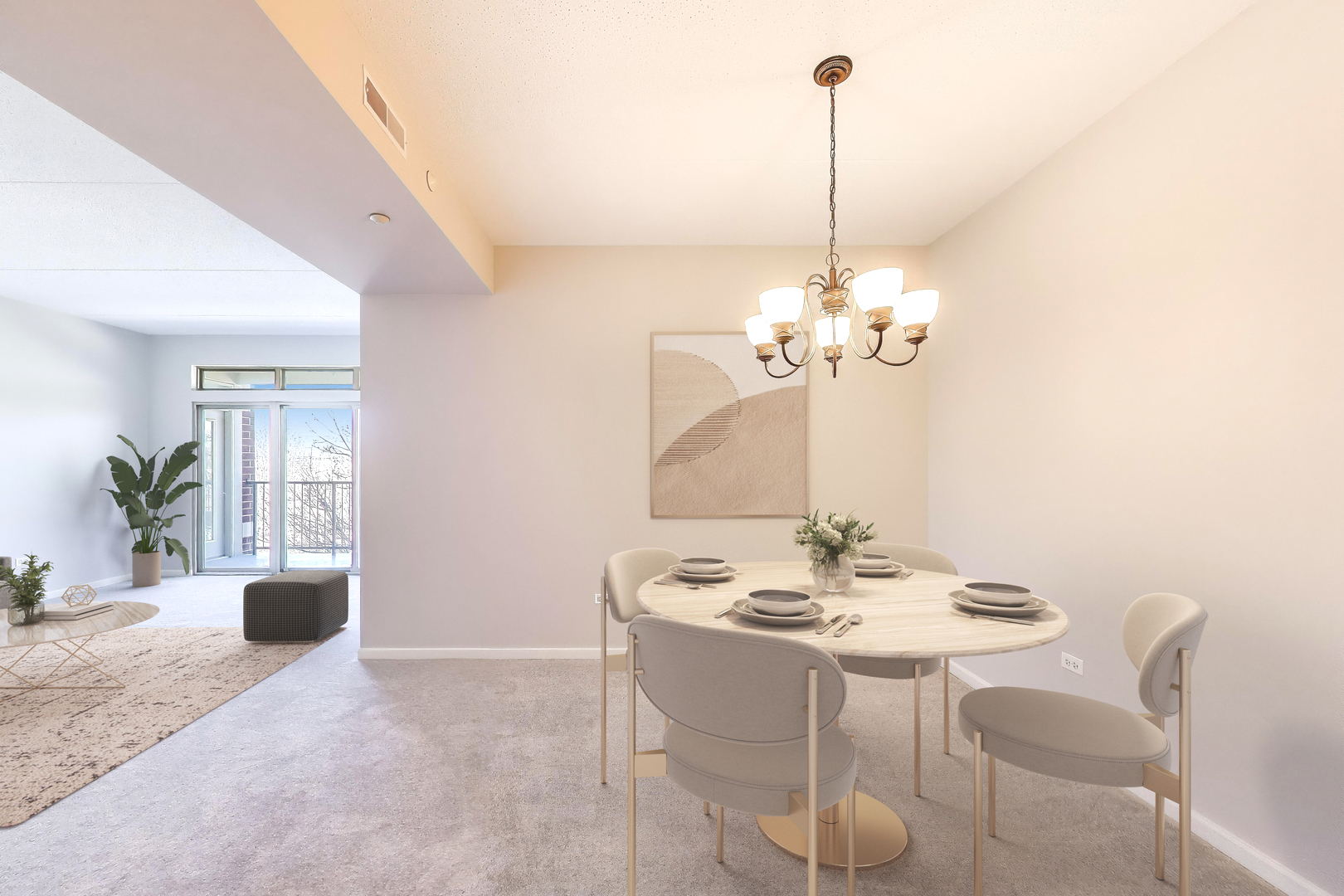 715 Astor Lane, Unit 307 Wheeling, IL 60090 - Photo 7 of 38 a view of a dining room with furniture and chandelier