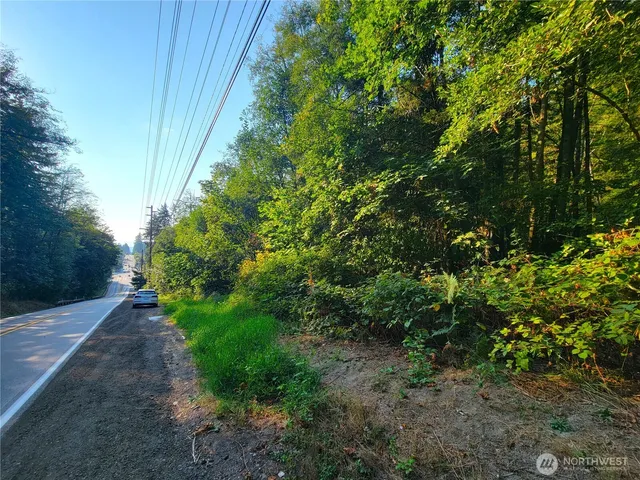 a backyard of a house with lots of green space