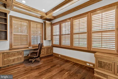 a view of a room with a large window