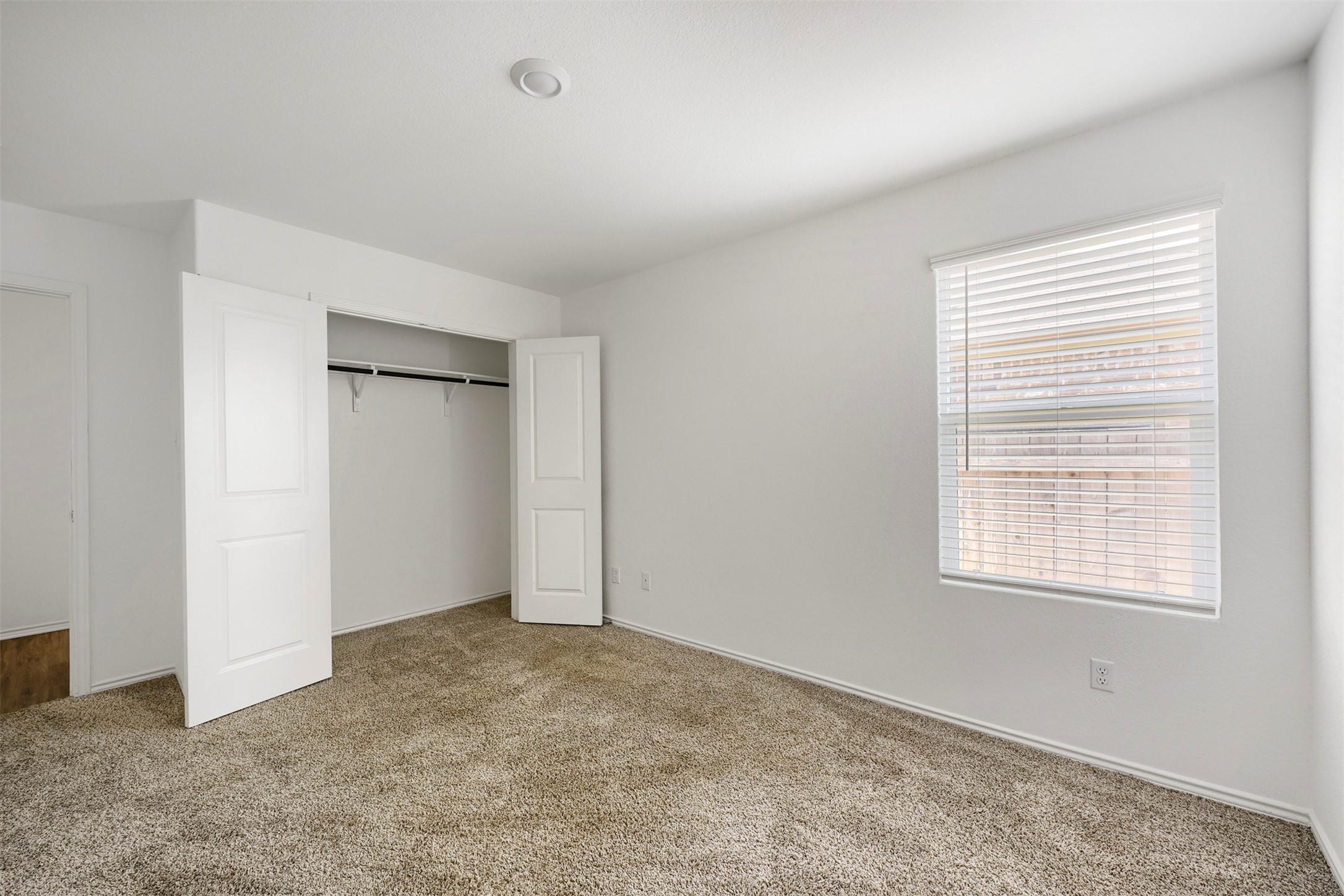 120 Milliner Loop Hutto, TX 78634 - Photo 9 of 15 A spacious, naturally illuminated bedroom awaits customization, featuring a convenient closet and plush carpeting.