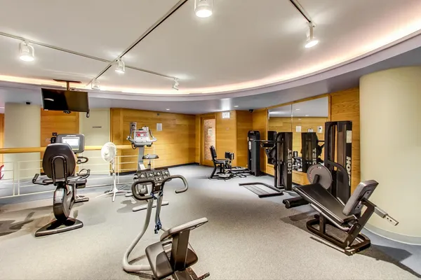 a view of a room with gym equipment