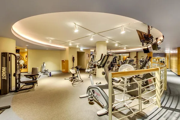 a view of a room with gym equipment