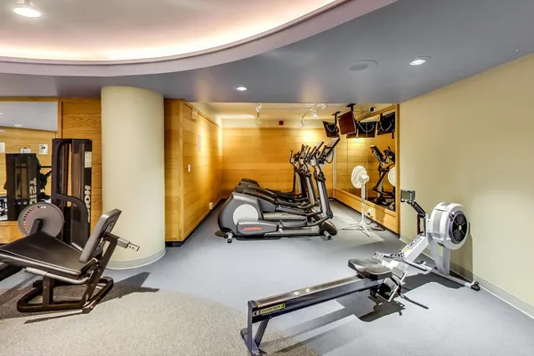 a view of a room with gym equipment