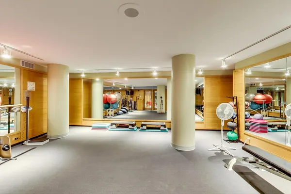 an empty room with painted walls