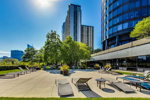 a view of garden with patio