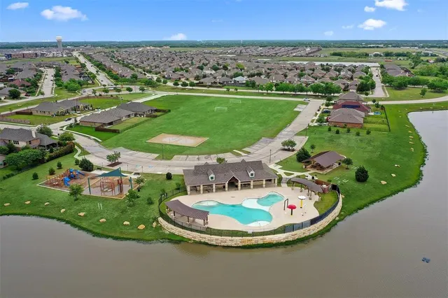 an aerial view of a house