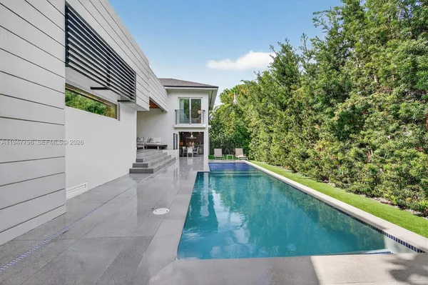 a view of a balcony with an outdoor space