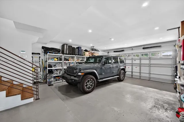 a view of a car in garage