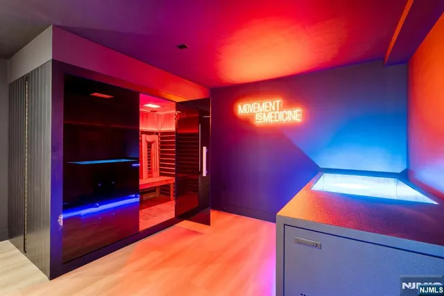 a room with pool table