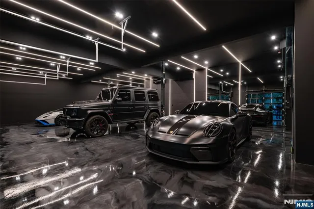 a car is parked in a parking space