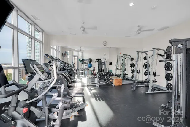a view of a room with gym equipment