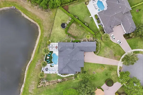 an aerial view of garden space