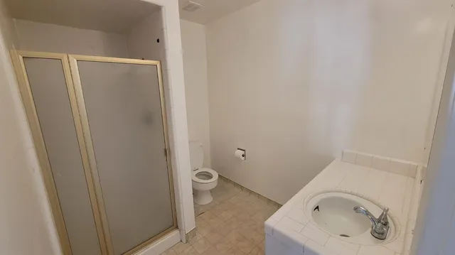 a bathroom with a sink and toilet