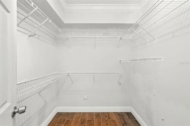 a view of a room with racks on the wall