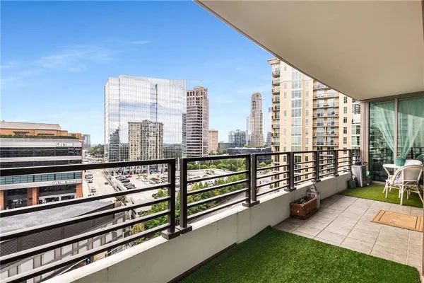 a view of a balcony with outdoor space