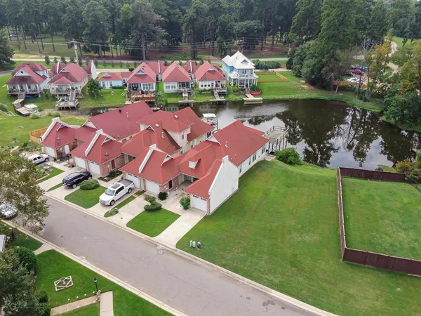 an aerial view of a house
