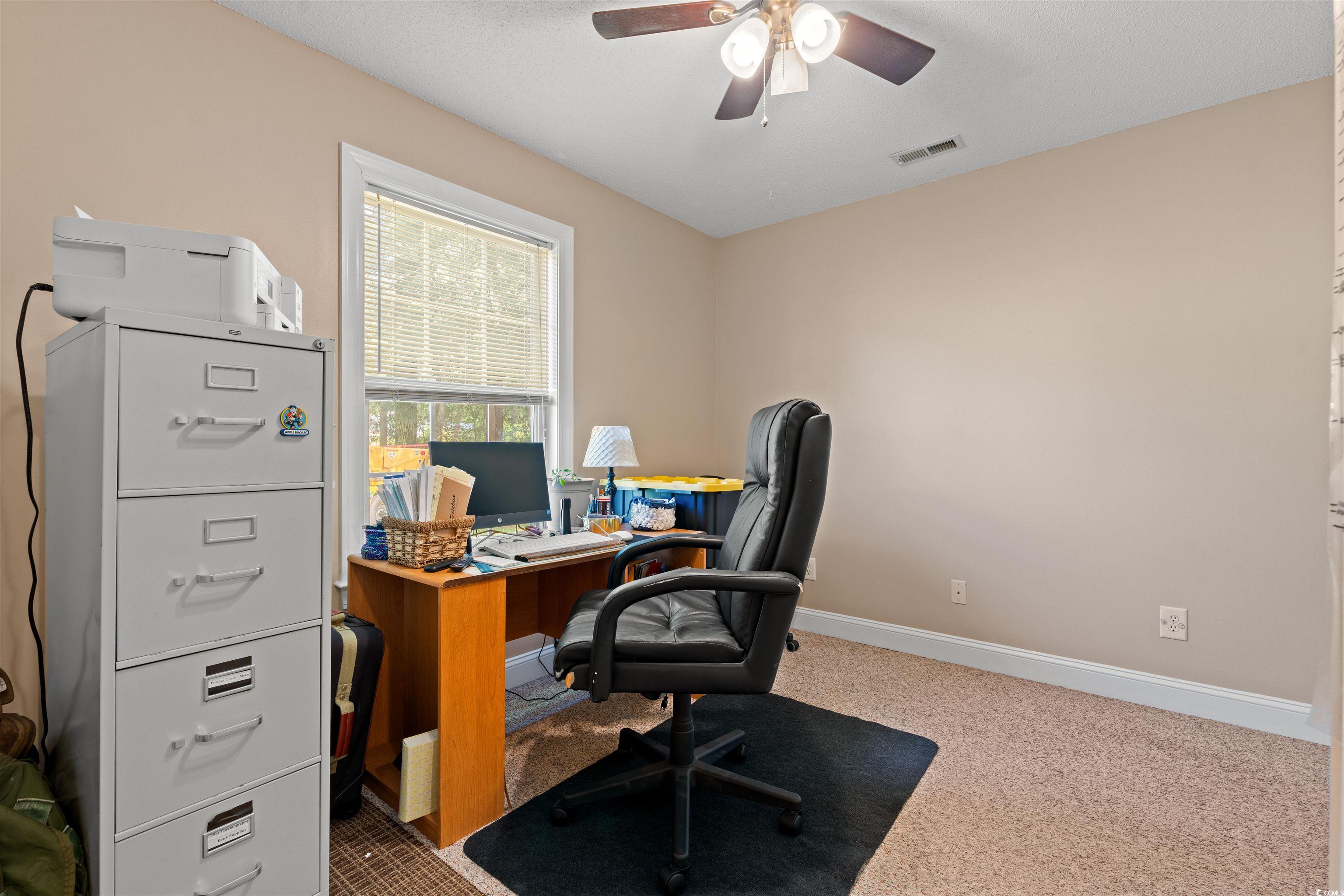 938 Fox Hollow Road Conway, SC 29526 - Photo 14 of 39 Office area with carpet and a ceiling fan