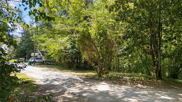 a view of a yard with a tree