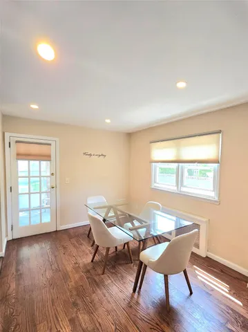 a workspace with wooden floor