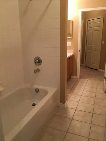 a bathroom with a bathtub