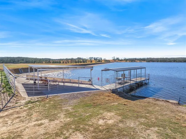 a view of a swimming pool with an ocean view