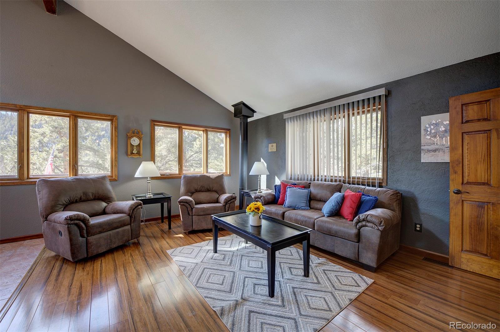 371 Hall Road Bailey, CO 80421 - Photo 15 of 40 a living room with furniture and a large window