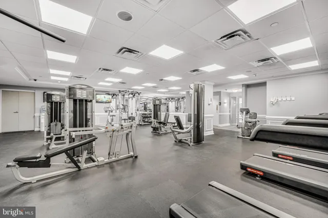 a view of a room with gym equipment