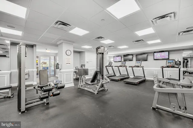a view of a room with gym equipment