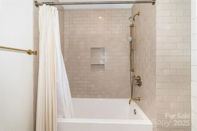 a bathroom with a bathtub