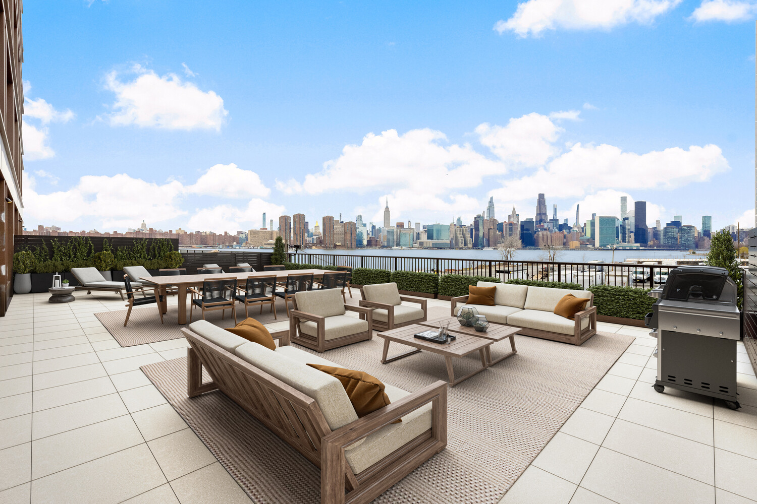 29 Huron Street, Unit 2AW Brooklyn, NY 11222 - Photo 2 of 17 a terrace view with seating space barbeque oven and city view