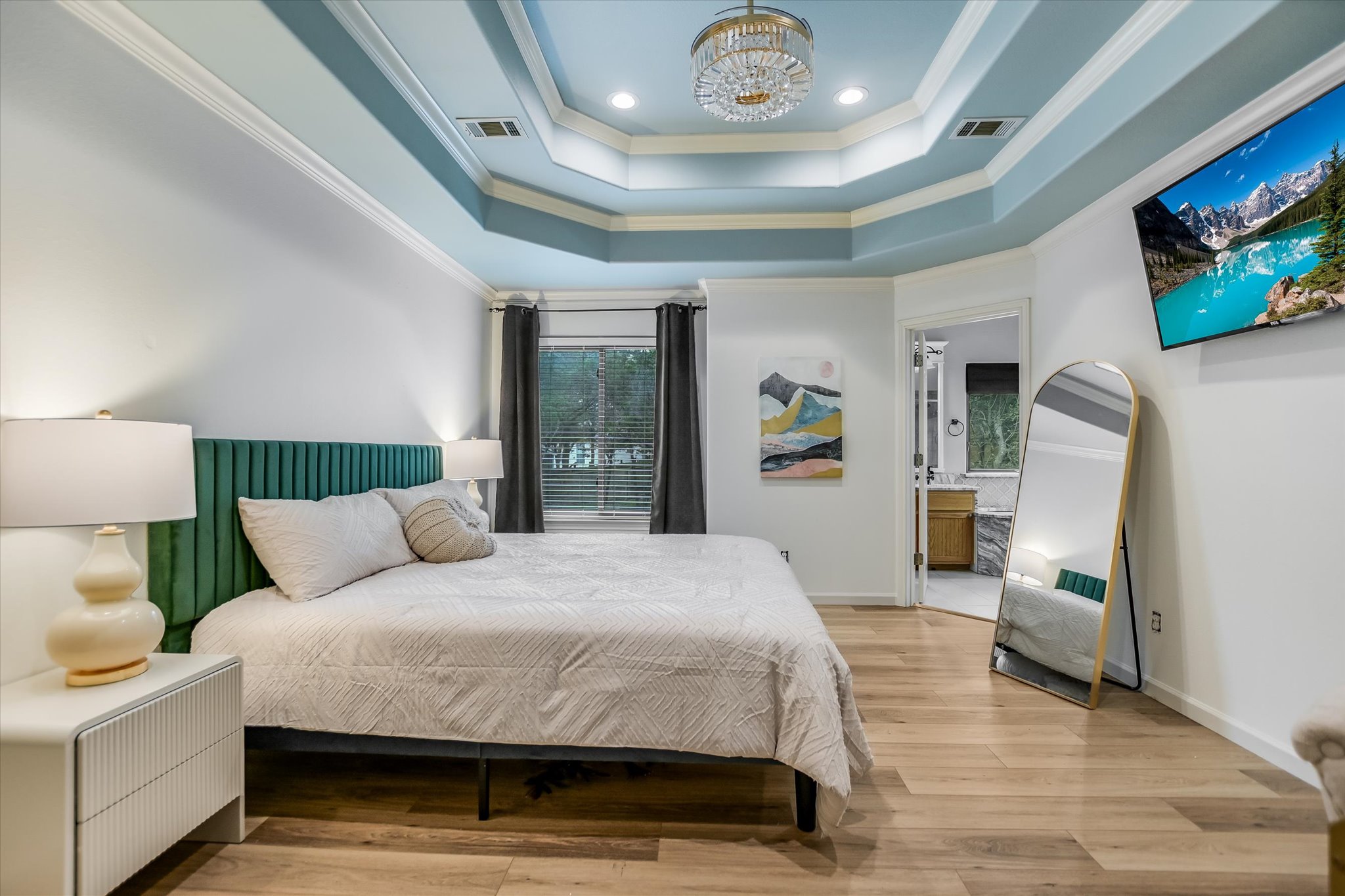 12 Springwood Circle Wimberley, TX 78676 - Photo 7 of 20 Large Primary Bedroom with Coffered Ceilings