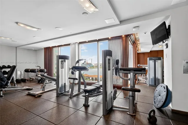 a view of a room with gym equipment