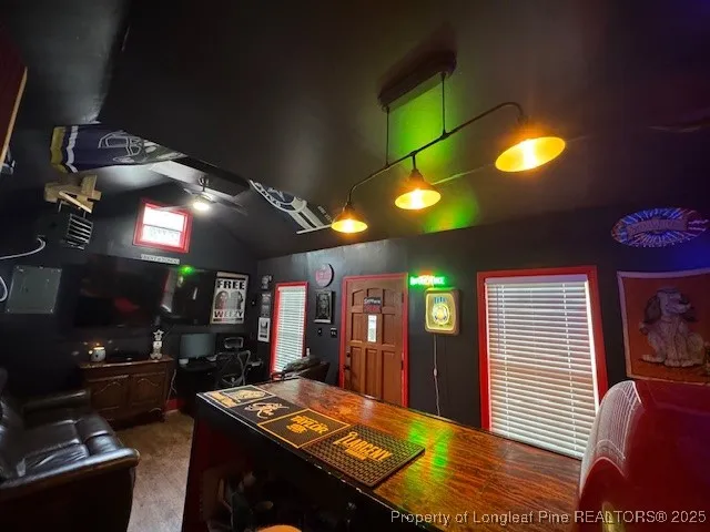 a view of a porch with furniture