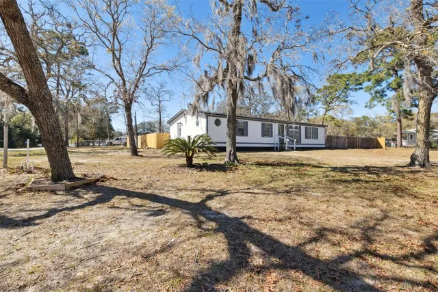 a view of a yard with a tree