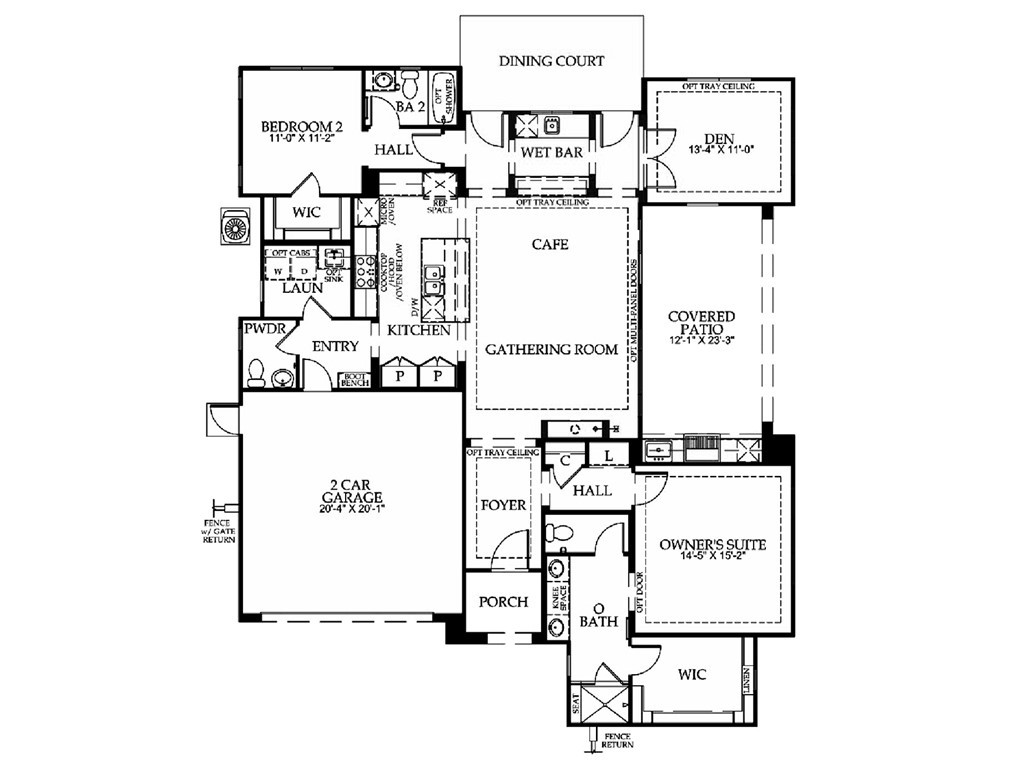 Single level home, 55+ plus, 2 bedrooms, 2.5 bath, 1,864 sq ft.