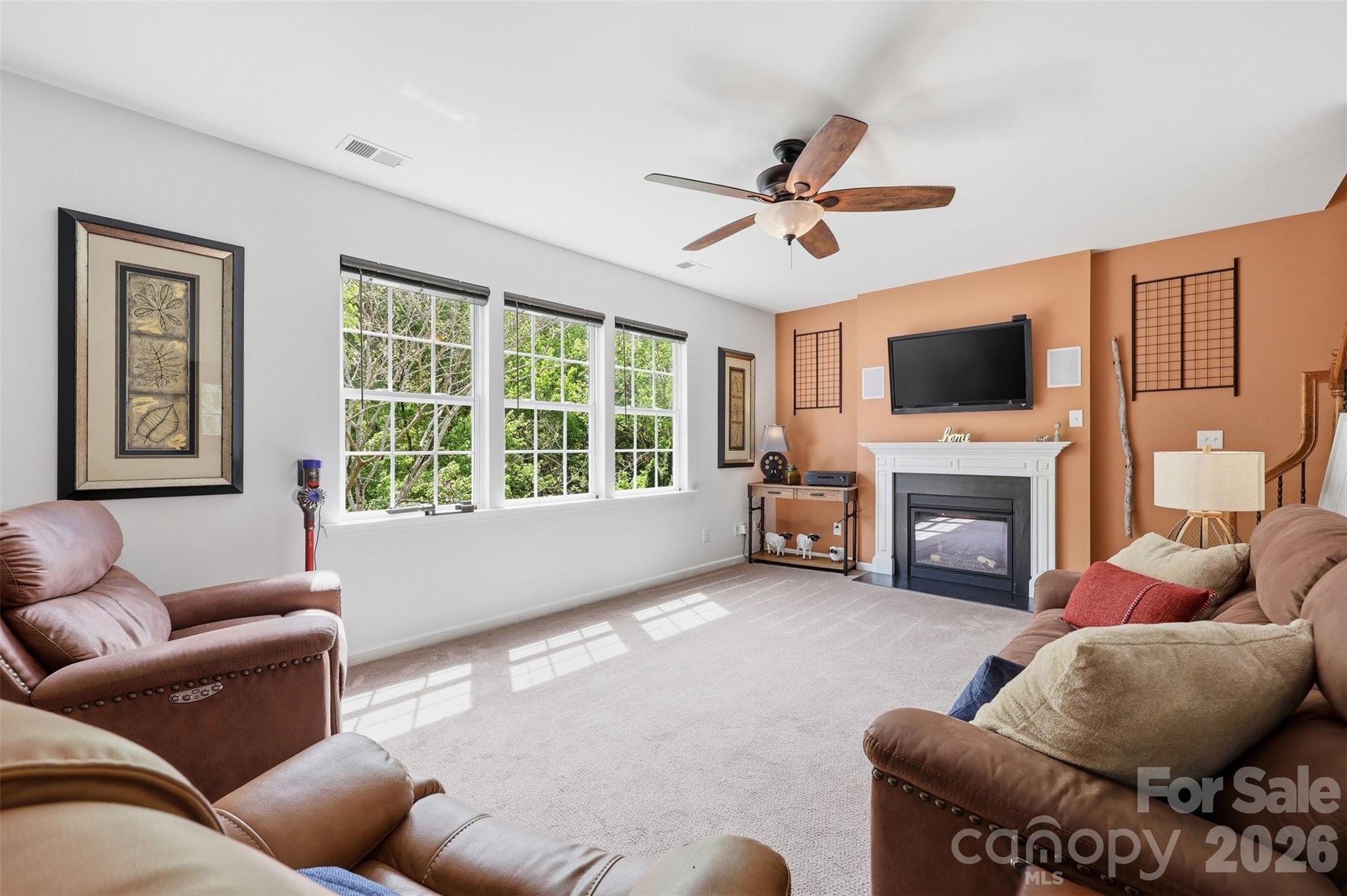 879 Ivy Trail Way Fort Mill, SC 29715 - Photo 9 of 44 a living room with furniture a fireplace and a flat screen tv