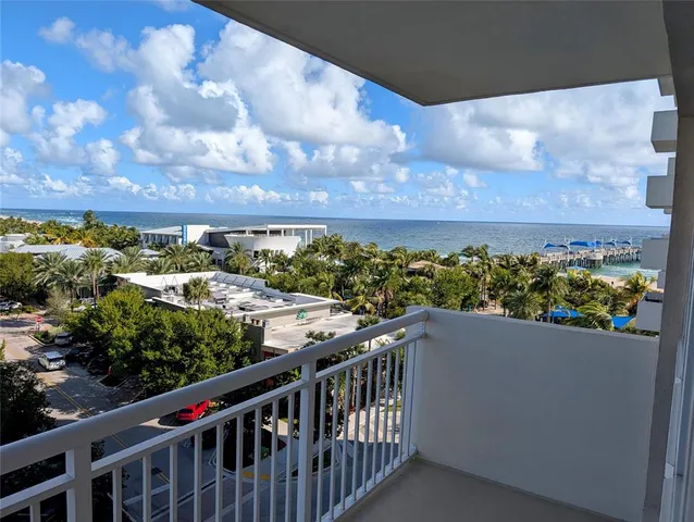a view of a city from a balcony