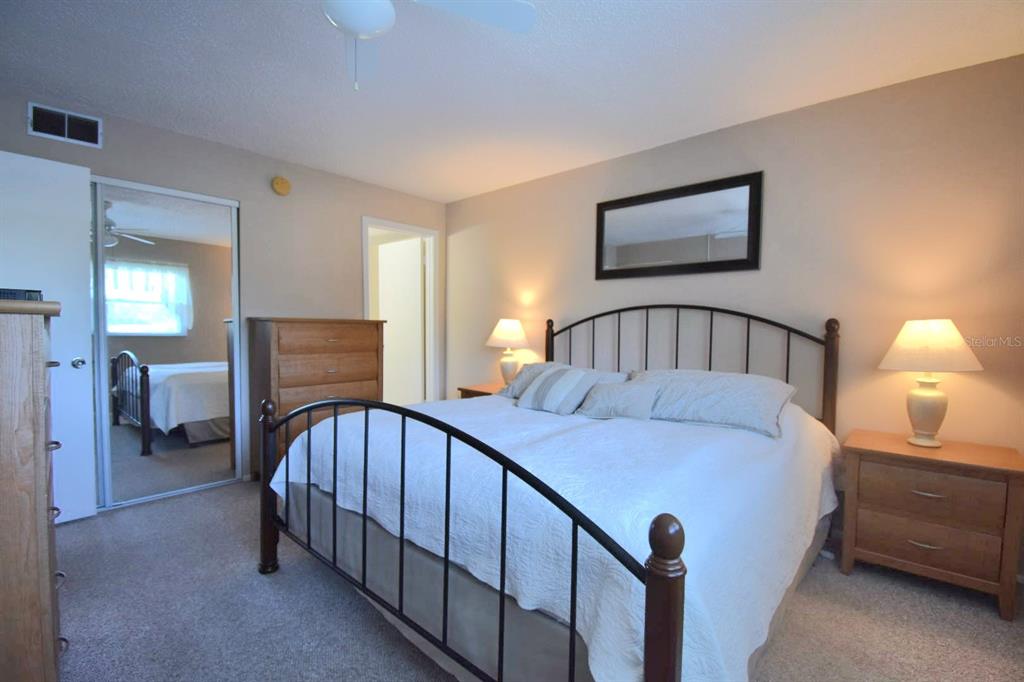 936 Virginia Street, Unit 206 Dunedin, FL 34698 - Photo 5 of 22 a bedroom with a bed and a chandelier